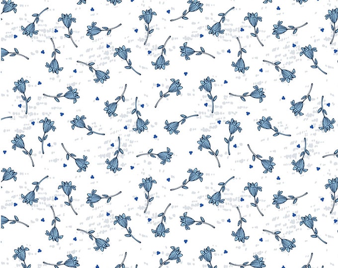 Indigo Flowers Fabric // Clothworks Y3293-1 by the Half Yard