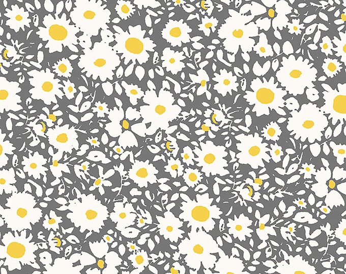 Buttercup Splotchy Florals Fabric // Timeless Treasures FLEUR-C1123 by the Half Yard