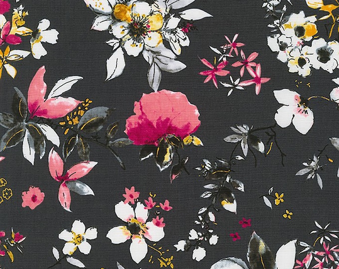 Rosette Charcoal Fabric // Robert Kaufman SRKM-21282-184 by the Half Yard