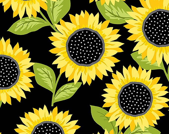 Sunny Bee Sunflowers Fabric // Andover A-9431-K by the Half Yard