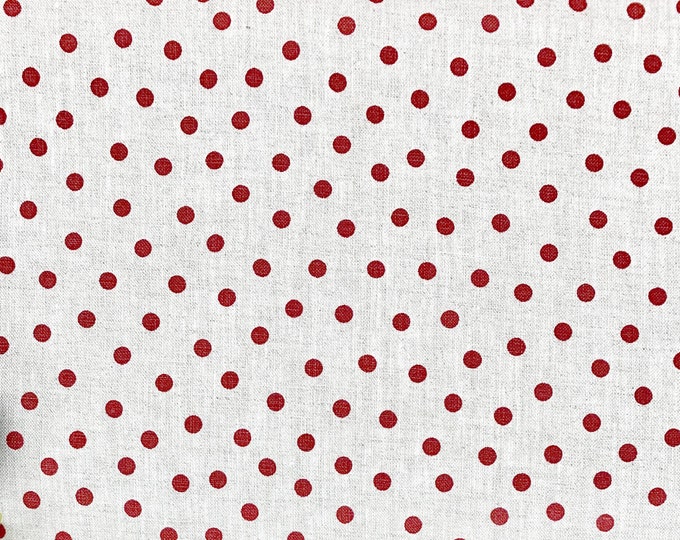 60" Linen La Couture Red Dots Fabric // STOF of Denmark by the HALF YARD