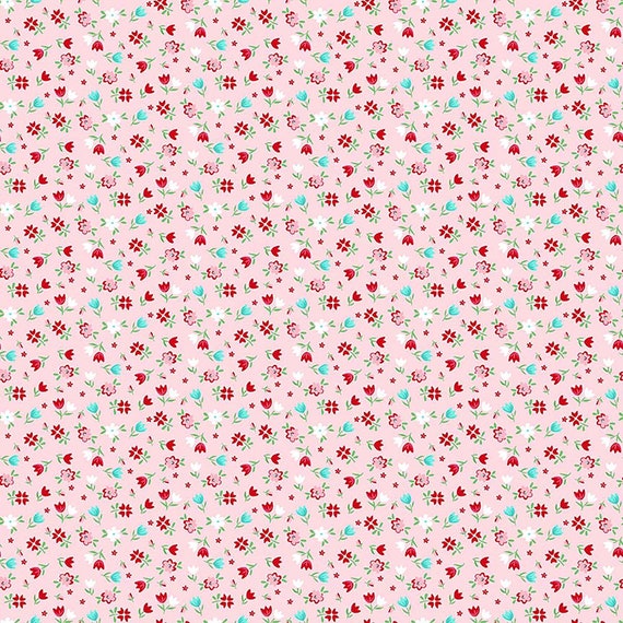 A Little Sweetness Stretch Jersey Calico Floral Knit Fabric by Tasha Noel for Riley Blake Designs K6512 Pink by the Half Yard