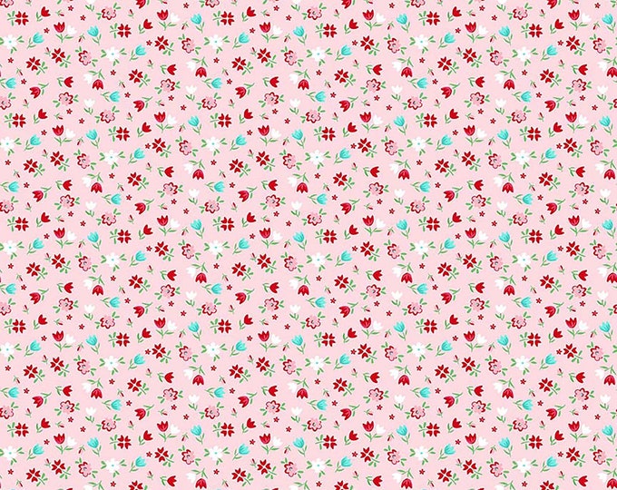 A Little Sweetness Stretch Jersey Calico Floral Knit Fabric by Tasha Noel for Riley Blake Designs K6512 Pink by the Half Yard