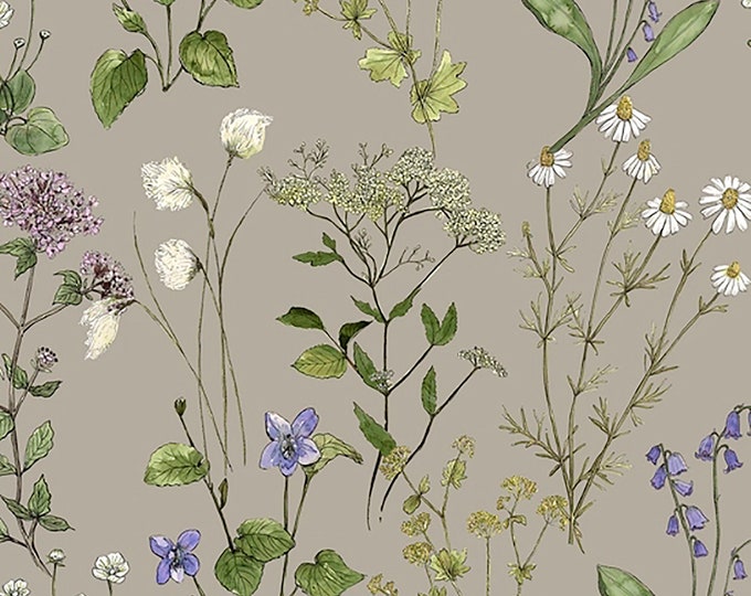 Midsummer Meadow Sweet Fabric // Windham  52316-3 Stone by the Half Yard
