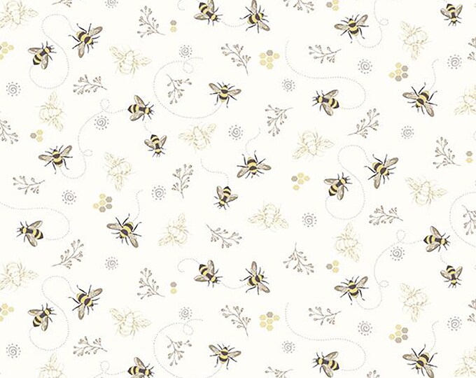 Honeycomb Gardens Busy Bees Fabric // Marcus R210786D Cream by the Half Yard