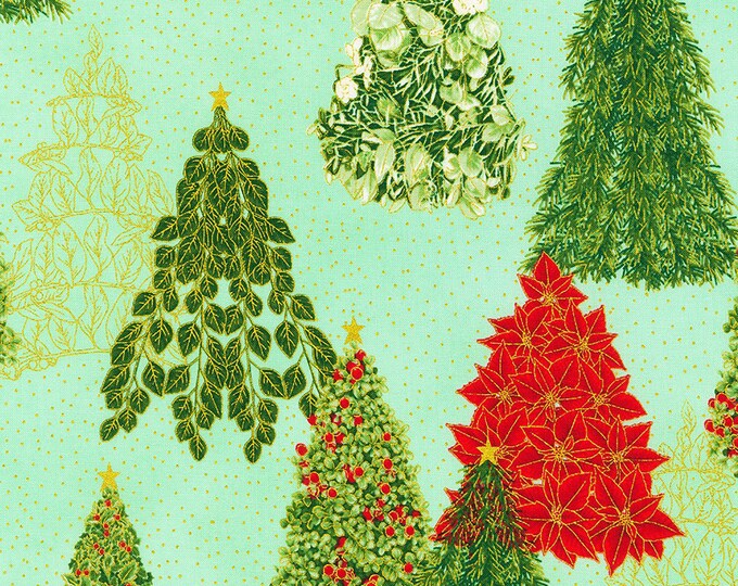 Holiday Flourish Snow Flower Fabric // Robert Kaufman SRKM21598-32 Mint by the Half Yard