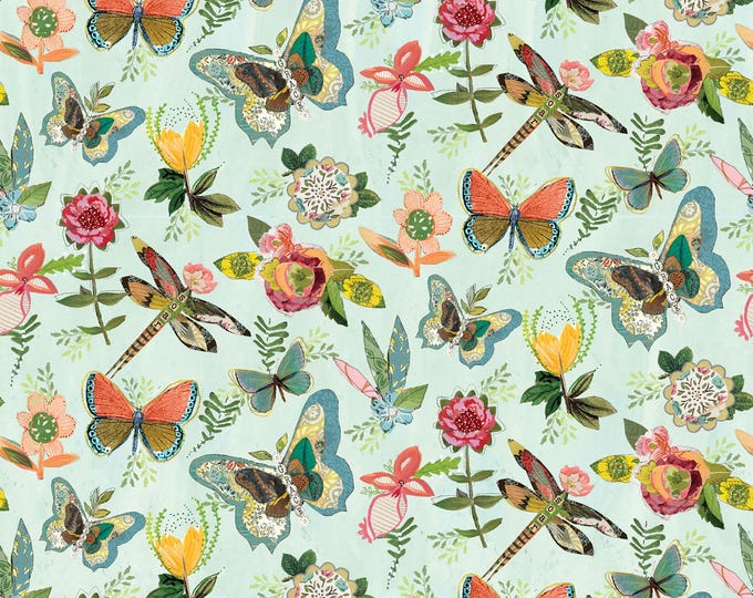 Be the Light Garden of Light Fabric // Benartex 12992-04 Turquoise by the HALF YARD