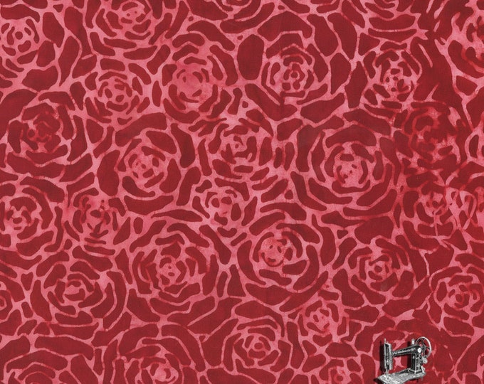 QUILTESSENTIALS BOTANICALS Rose Batik Fabric by Anthology Fabrics 400Q-8 by the Half Yard