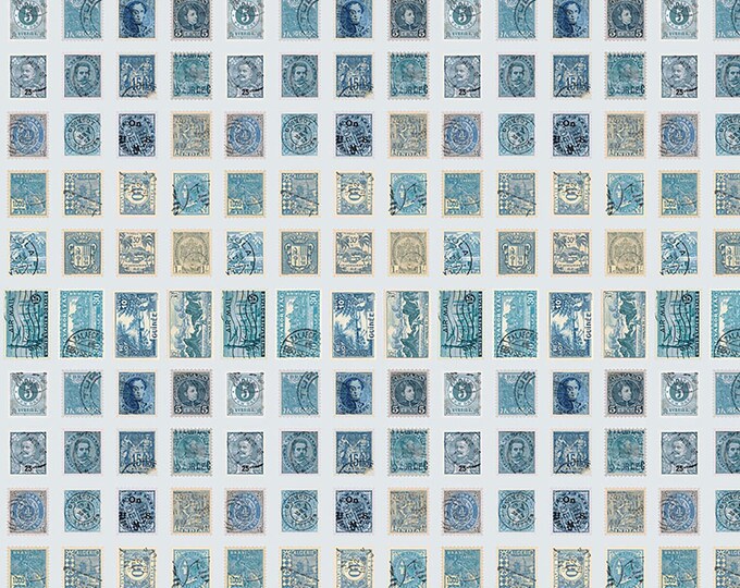 Tim Holtz Blue Palette Stamps Fabric // FreeSpirit PWTH281.BLUE by the Half Yard