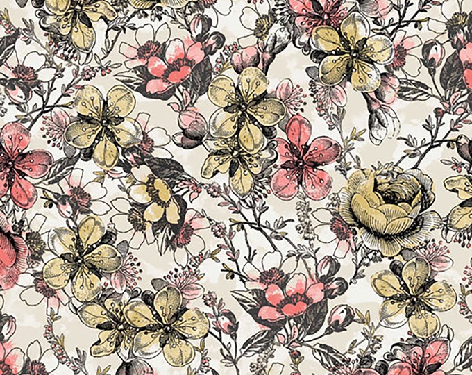 C'est la Vie Dogwood Floral Fabric by Paintbrush Studio 120-13061 by the Half Yard