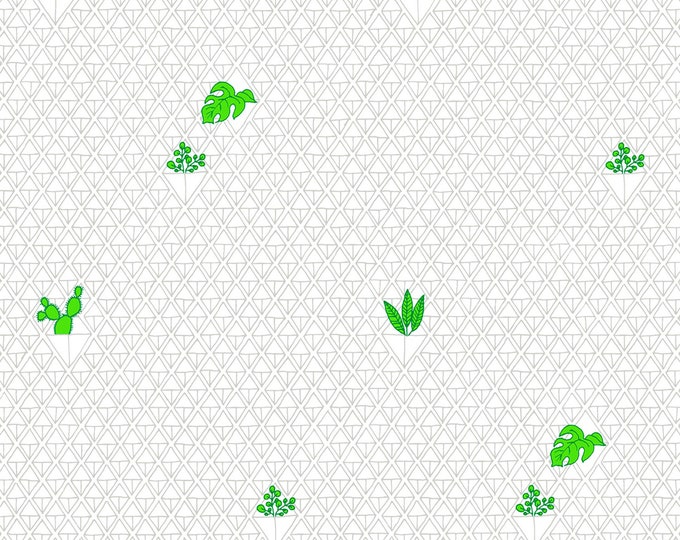 Favorite Things House of Plants Fabric // Windham 52160-2 White by the HALF YARD