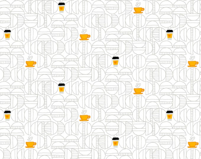 Favorite Things Coffee Fabric // Windham 52156-2 White by the HALF YARD
