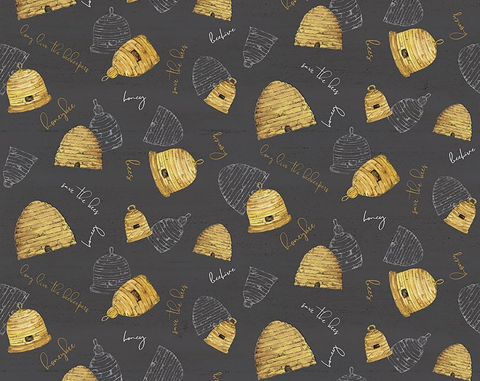 Bee's Life Beehives Charcoal Bee Fabric // Riley Blake Designs C10101 by the HALF YARD