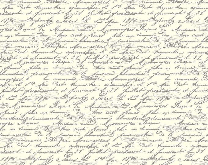 Queen Bee Text Script Fabric // Timeless Treasures BEE-CD1361 Cream by the HALF YARD