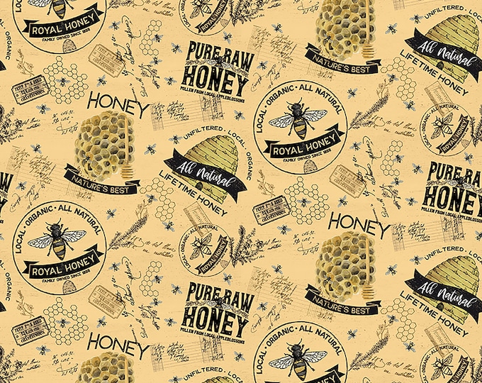 Bee's Life Main Honey Bee Fabric // Riley Blake Designs C10100 by the HALF YARD