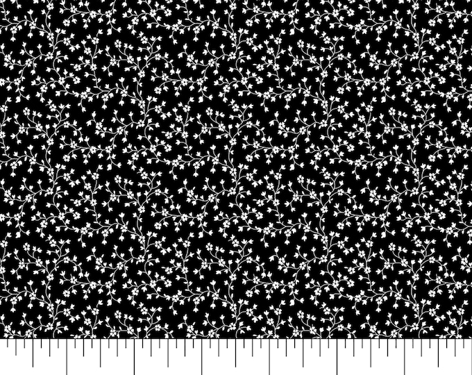 Bloom Mini Flower Fabric // by the HALF YARD // Northcott Studio 25201-99 Black