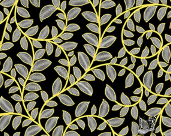 Metallic Leaf Lace Fabric // Benartex 5115M-12 by the Half Yard