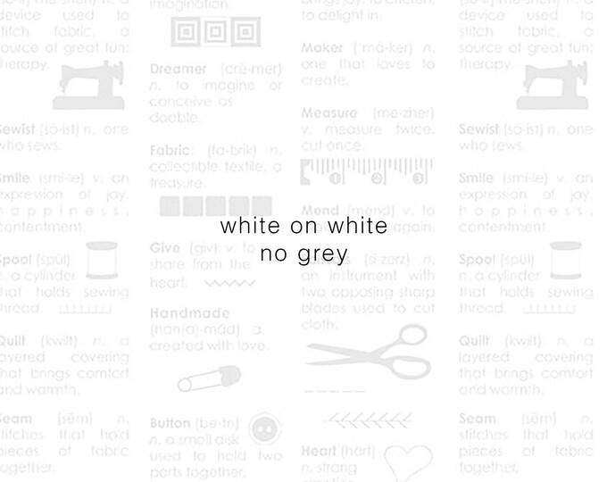 Chalk Garden Maker Dictionary Fabric // Benartex 13090-91 White by the Half Yard