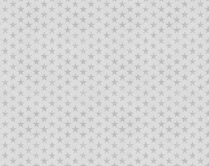 American Rustic Tonal Stars on Light Grey Fabric // Benartex 06336-08 by the Half Yard