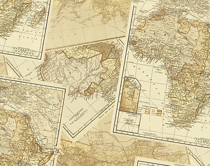 Expedition Adventure Map Fabric // Windham 51632-X by the Half Yard