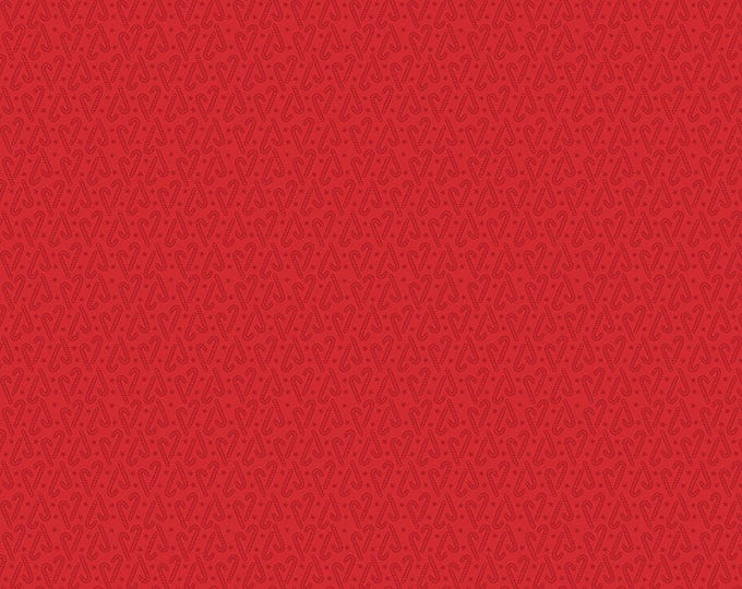 REMNANT 9" The Magic of Christmas Candy Cane Fabric // Riley Blake C13647-RED