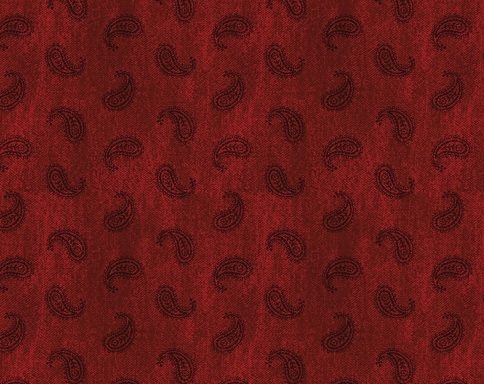 SALE American Rustic Red Paisley Fabric // Benartex 06339-10 by the Yard