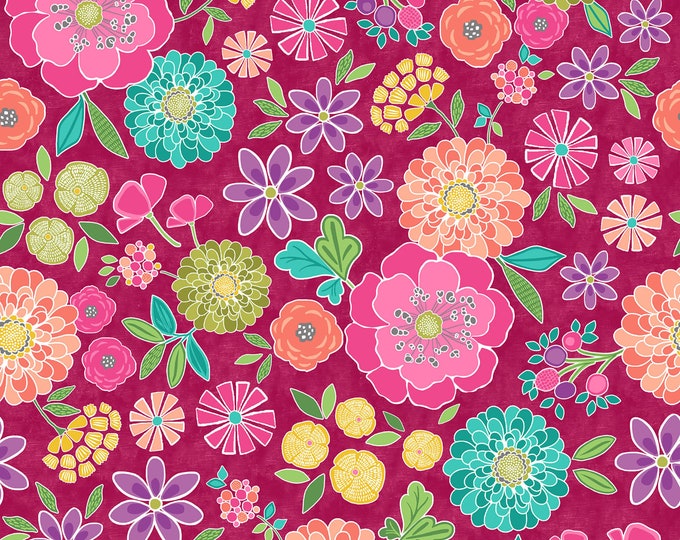 Sew Bloom Large Floral Fabric // Contempo 13082-24 by the Half Yard