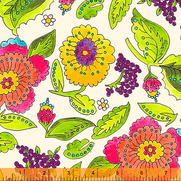 Happy Chance Garden Fabric // Laura Heine Windham 52691-1 by the Half Yard