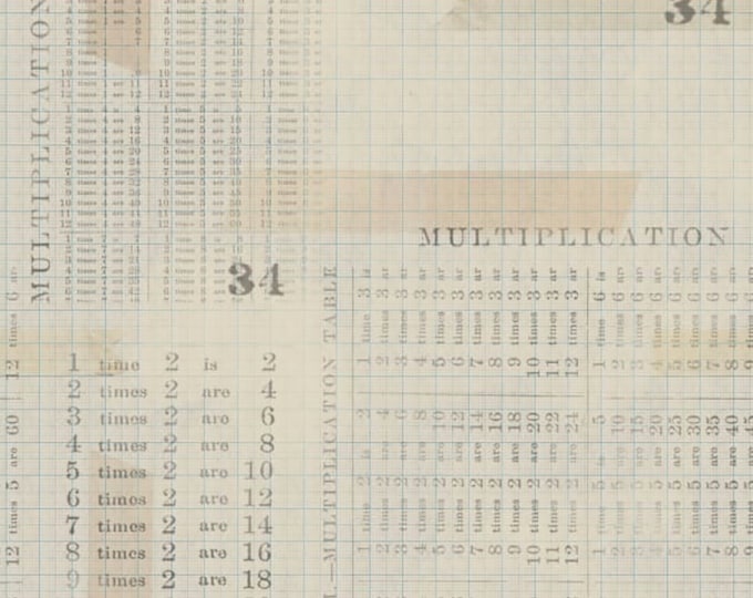Tim Holtz Memoranda 3 Multiplication Table Fabric // FreeSpirit PWTH106.AQUA by the Half Yard