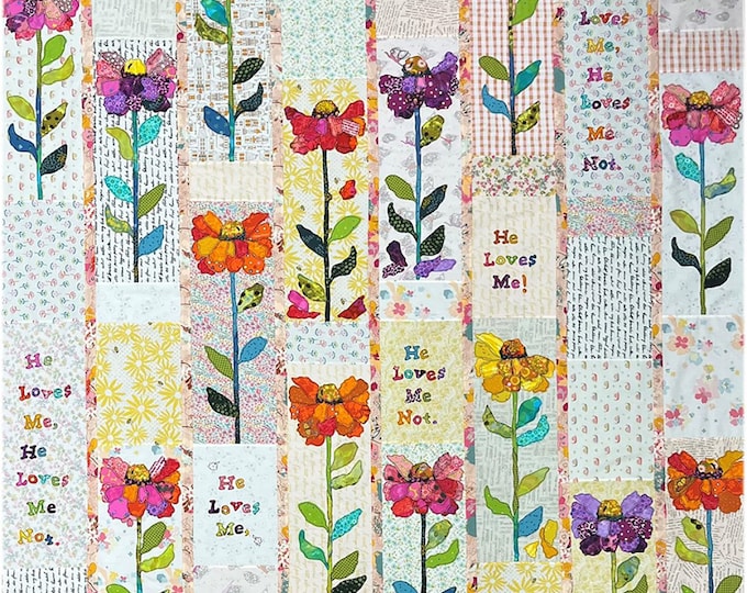 He Loves Me He Loves Me Not Fused Appliqué Quilt Pattern by Laura Heine for Fiberworks FWLHHLM
