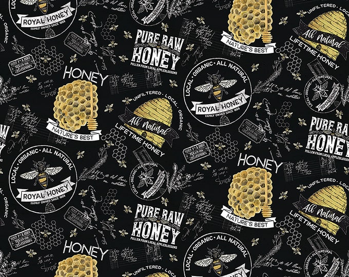 Bee's Life Main Black Bee Fabric // Riley Blake Designs C10100 by the HALF YARD