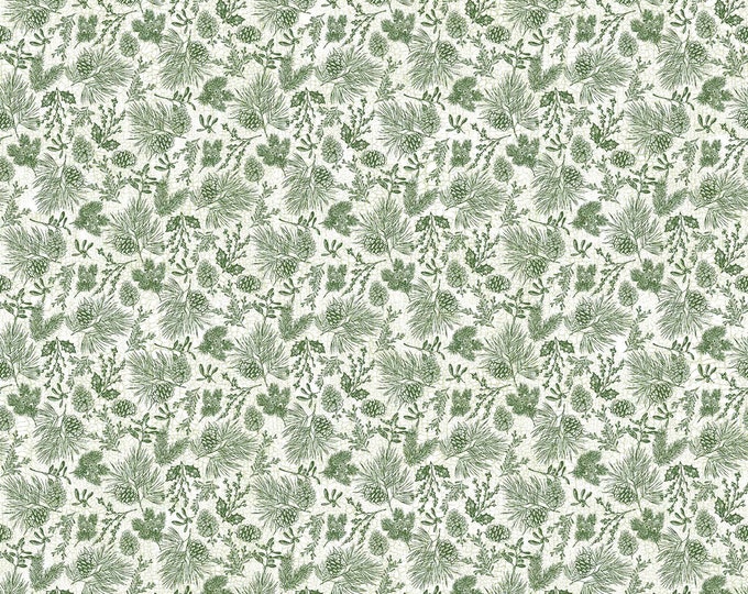 Alpine Winter Pine Toile Fabric // Northcott Studio 24342-72 by the HALF YARD