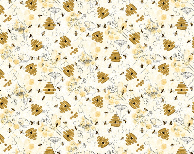 Royal Jelly Bees with Beehives Fabric // Blank Quilting 2855-41 by the Half Yard