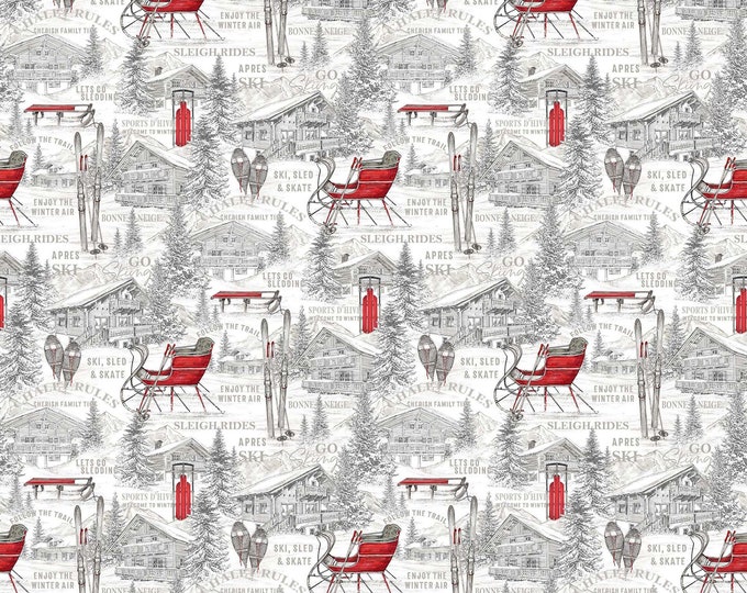 Alpine Winter Toile Fabric // Northcott Studio 24336-10 by the HALF YARD