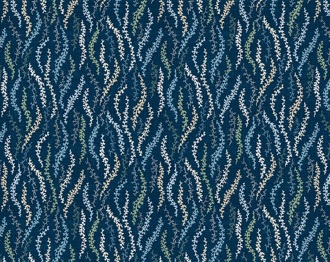 SALE Sapphire Blossoms Scattered Vines Fabric // Wilmington Prints 98669-447 by the Yard