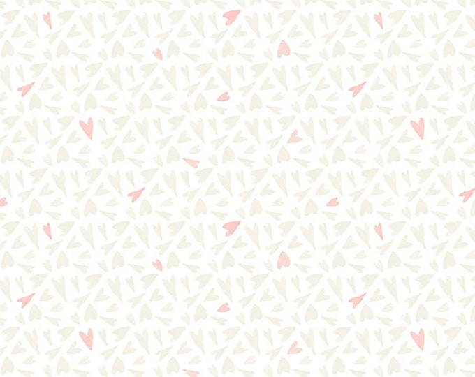 Cat Rescue Hearts All Over Fabric // Henry Glass & Co 663-02 white by the HALF YARD