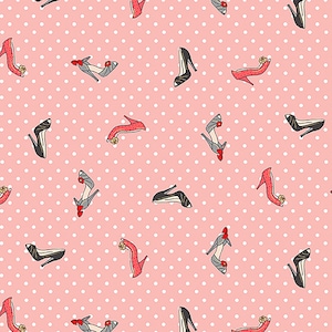 Pamper Tossed Shoes Fabric // Makower Uk TP-2311-P by the Half Yard