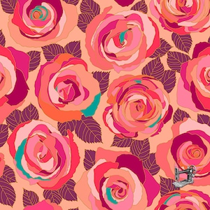 Mosaic Roses Fabric // Andover A-8880-E by the Half Yard