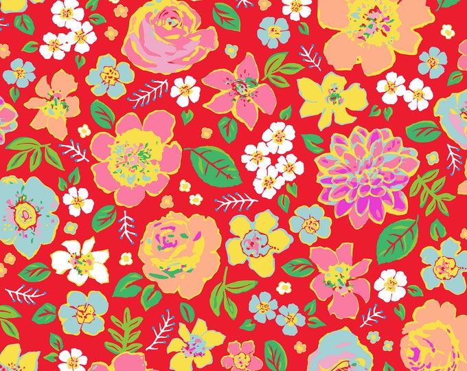 SALE Playmaker Poetic Red Fabric // RJR Studios VF300-RE1 by the Yard