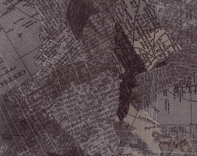 Compositions Map Fabric // BasicGrey // Moda 30450 16 Charcoal by the HALF YARD