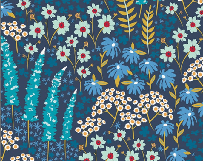 AGF Catch & Release Blue Bank Flora Fabric // Art Gallery CTR-24902 by the Half Yard