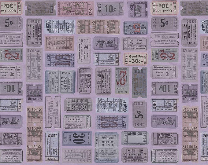 Tim Holtz Purple Palette Tickets Fabric // FreeSpirit PWTH302.PURPLE by the Half Yard