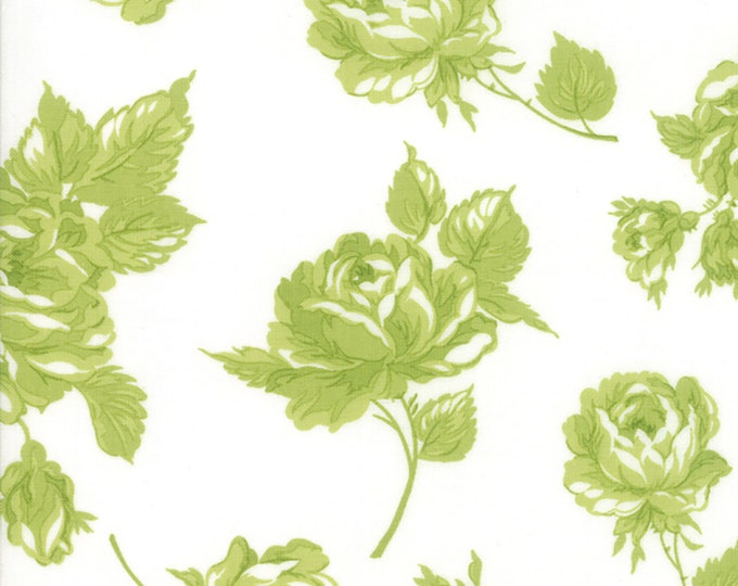 SALE Smitten Rosy Large Floral Fabric // Bonnie & Camille // Moda Fabrics 55170 26 Green by the YARD