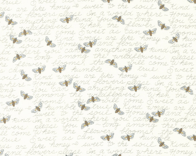 Honey Lavender Kind Words Text & Bees Fabric // Moda 56084 11 by the Half Yard