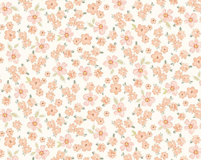Fleur Pretty Tossed Flowers Fabric // Timeless Treasures FLEUR-CD3050 Cream by the Half Yard