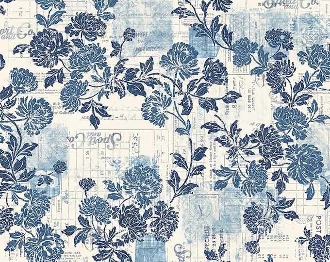 Blue Jean Baby Blue Romance Fabric // Michael Miller DCX10280-CREM-D by the Half Yard