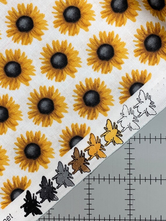 Fabric Show Me the Honey Sunflowers Gray Fabric by Blank Quilting One