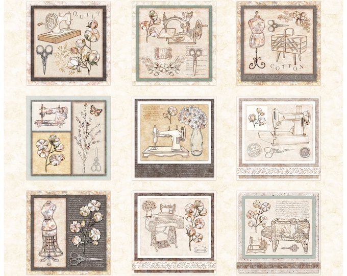 End Of Bolt Cotton Couture Sewing Patches Panel Fabric in 2 Pieces // Quilting Treasures 27861-E