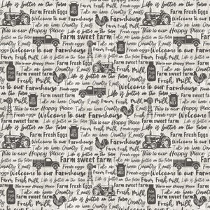 Life is Better on the Farm Sweet Farm Text Fabric // Michael Miller CX9970-GRAY by the Half Yard