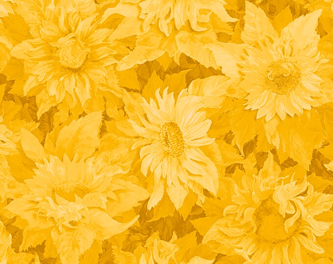 Flowers of the Sun Tonal Sunflowers Fabric // Wilmington Prints 1419 79280 555 by the HALF YARD